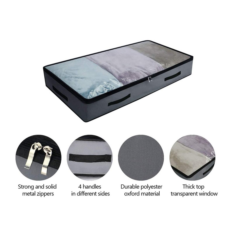 Underbed Clothing Shoes Blankets Duvets Storage Bags with Clear Lid,