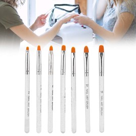 7 piezas de pinceles para uñas, patrón de bricolaje, pintura para uñas, dibujo de pluma de gel UV, juego de pinceles para dibujo de uñas, cepillo de diseño de uñas con mango transparente(Transparente)