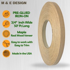 Pre-Glued Edge Banding Red Oak 7/8" x 250' Roll - Easy Application Iron-On Edge Banding for Furniture Restoration - Durable Wood Edge Banding - Edge Banding Iron-On