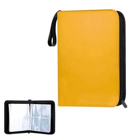 Card File, Trading Card Case, 4 Pockets, Holds 400 Cards, Yellow, Yellow