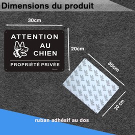 Felexdo Attention au chien Private Property Sign 8x6 Sign Je Monte La Garde Security Sign Brushed Aluminium UV Resistant Waterproof Outdoor Sign