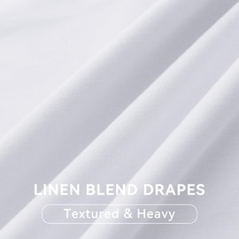 White Linen Blackout Curtains for Bedroom 84 Inches Long 2 Panels Set Back Tab Natural Textured Modern Country Thermal Insulated Soundproof Nature Curtains for Living Room Dining Room Drapes 52x84 7FT