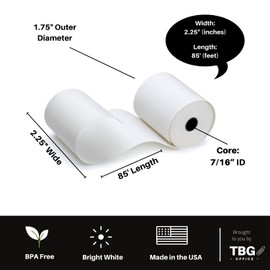 2 1/4" x 85' Thermal Paper Rolls - BPA FREE – MADE IN USA - Receipt paper rolls – Point of Sale Cash Register - Thermal printer paper - Credit Card Paper - (1 Case - 30 Rolls)