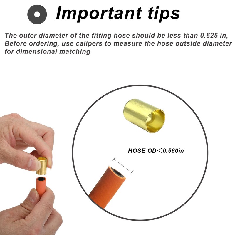 25PCS 7325 Hose Ferrules Brass Fitting, 0.560in ID x 1in