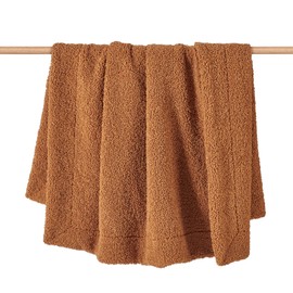 HiEnd Accents - Manta de peluche, 50 x 60 pulgadas, color caramelo, manta suave y acogedora, clásica, elegante, casual, pesada, moderna, rústica, cómo