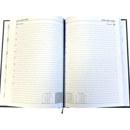 2025-2026 Academic Hardback A5 Day to Page Diary Appointment School teacher, Planner Year Organizer Lined Dairies Ribbon Marker (Yellow)