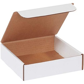 BOX USA BML772 Literature Mailers, 7" x 7" x 2", White (Pack of 50)