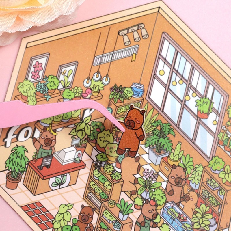 8 Sets Animals 3D Sticker Scene 3D House Stickers with