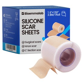 Silicone Scar Sheets Surgical Tape (1.6”x150” Roll) Face Patches Acne Treatment C Section Strips, Skin-Sensitive Medical Grade Healing Scar Bandages Pads for Keloid, Stretch and Tummy Tuck Recovery