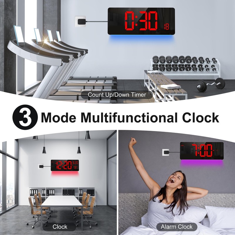 XREXS 16.5" Digital Clock Large Display with Remote Control 7