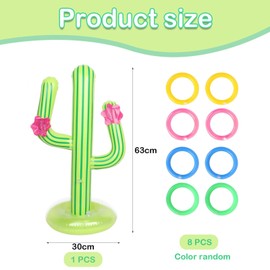 9 PCS Set Cactus Ring Toss Game for Kids, Cactus Toy with 8 Ring, Party Toss Game, Hawaii Party Decor Swimming Pool Toy, Indoor Outdoor Toys Gift for Kids Family