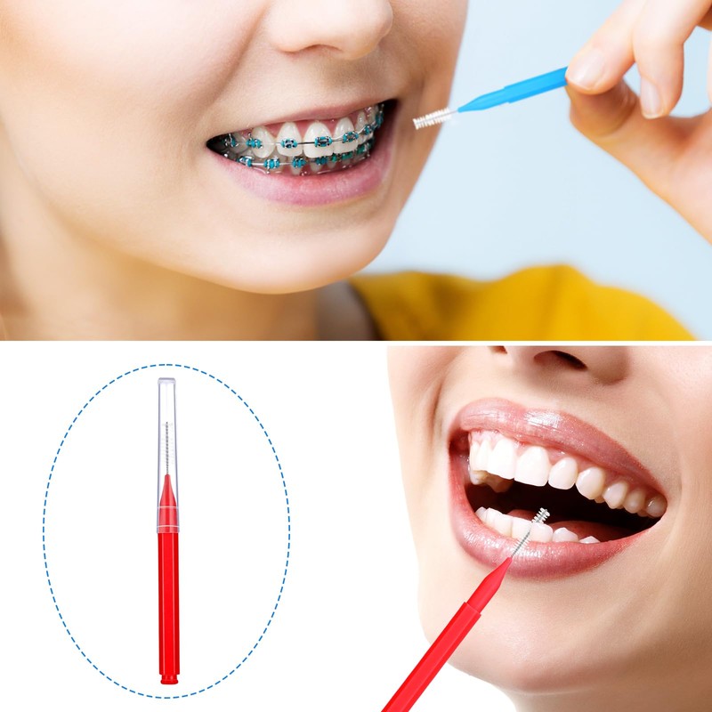 Patelai 100 Pieces Braces Brush for Cleaner Interdental Brush Toothpick
