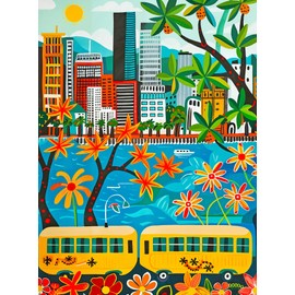 Cross & Glory - Golden Shores of Waikiki - 1000 Piece Jigsaw Puzzle for Adults | Best New Honolulu Artwork Puzzle | Unique Hawaiian Island Challenge