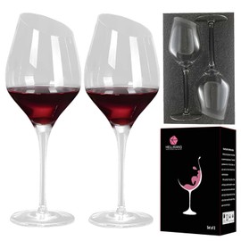 Wine Glasses Set of 2-Premium Crystal Red Wine Glasses Hand Blown-15 oz,Long Stem,Thin Rim,Perfect for Red or White, Daily Use,Unique Anniversary or Birthday Gift