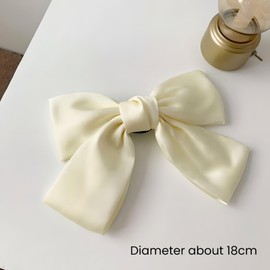 YCLFHOO 3Pcs Bow Hair Clip,Hair Bows for Women,Bowknot Hairpin French Hair Clips,Hair Bows Barrettes Solid Color for Women Girls-Black,Milky White,Red