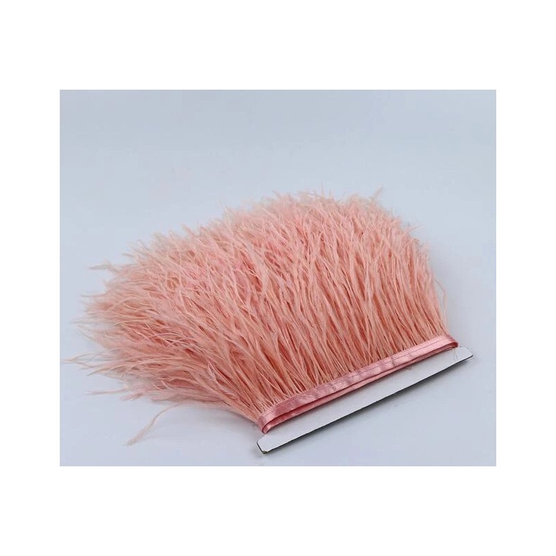 FeatherParadise Blush Pink Ostrich Feather Trims Fringes Sewn on Feather
