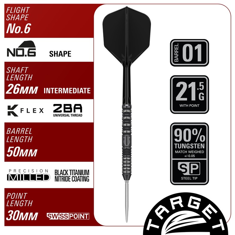Target Japan Black Marque Draco G2 Steel Tip Darts with