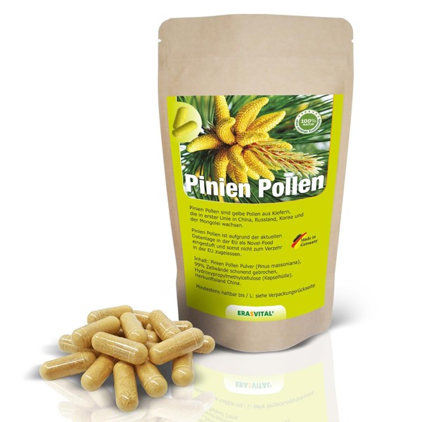 Pine Pollen 90 Capsules Wild Collection Cell Wall Broken Vegetarian