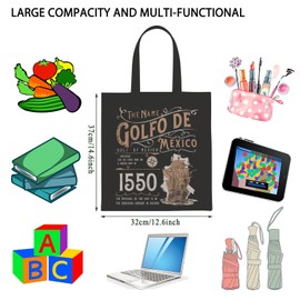 FUNYSO The Name Golfo De Mexico Name Origin 1550 Tote Bag World Map Gift Historical Gulf Of Mexico Shopping Bag for Women (Golfo De tote uk)