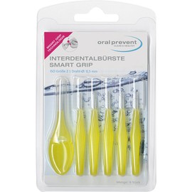 Oral Prevent Interdental Brushes Smart Grip 0.5 mm Yellow Pack of 2 x Pack of 6)