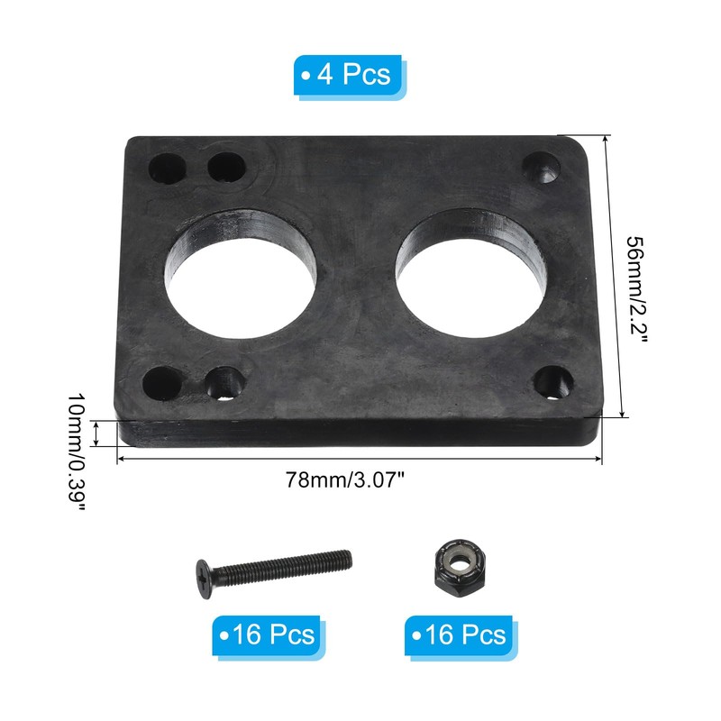 PATIKIL 10mm / 3/8" Skateboard Riser Pads with Hardware Screw