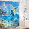Accnicc Dolphin Shower Curtain Ocean Funny Rainbow Dolphins Shower Curtains