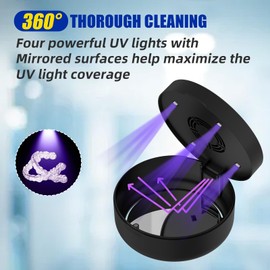 Voraiya UV Retainer Case with Fan, UVC Retainer Cleaner, Aligner Case Includes Vent Holes and Mirror, Portable Retainer Holder Box for Mouth Guard, Aligners, Night Guard, Black