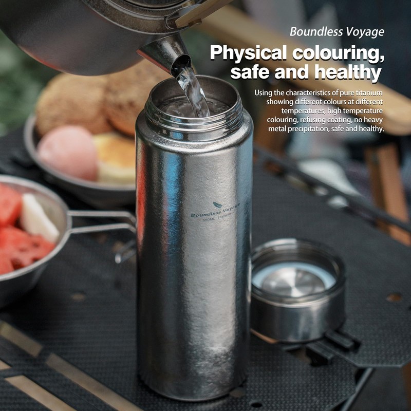 Boundless Voyage Titanium Thermos Bottle with Tea Filter Double-Walled Insulated
