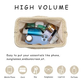 HomKuch Straw Clutch Purses for Women, Woven Summer Lightweight Straw Beach Bag Handbag for Beach Travel Holiday