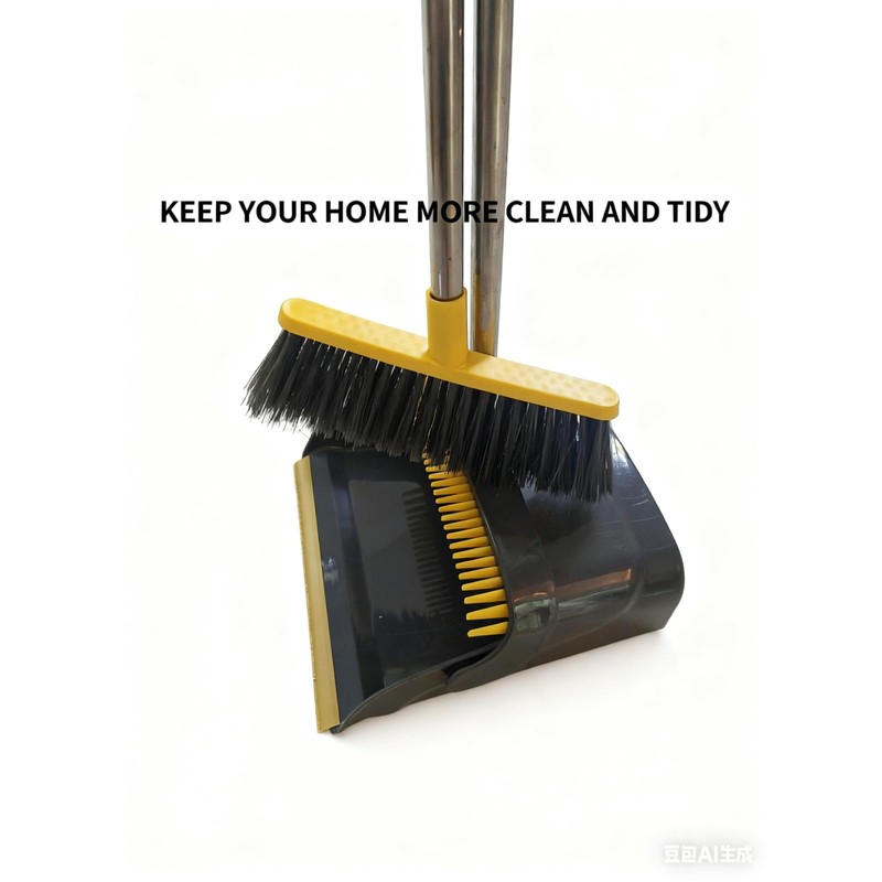 Broom and Dustpan Set with Long Handle - Upright Dustpan