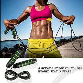 MyDear Cuerda para Saltar, Fácilmente Ajustable Manijas Cómodas, 300CM Cable, Rodamientos de Bolas de Acero Ergonómico y Mango Antideslizante, Cuerda 