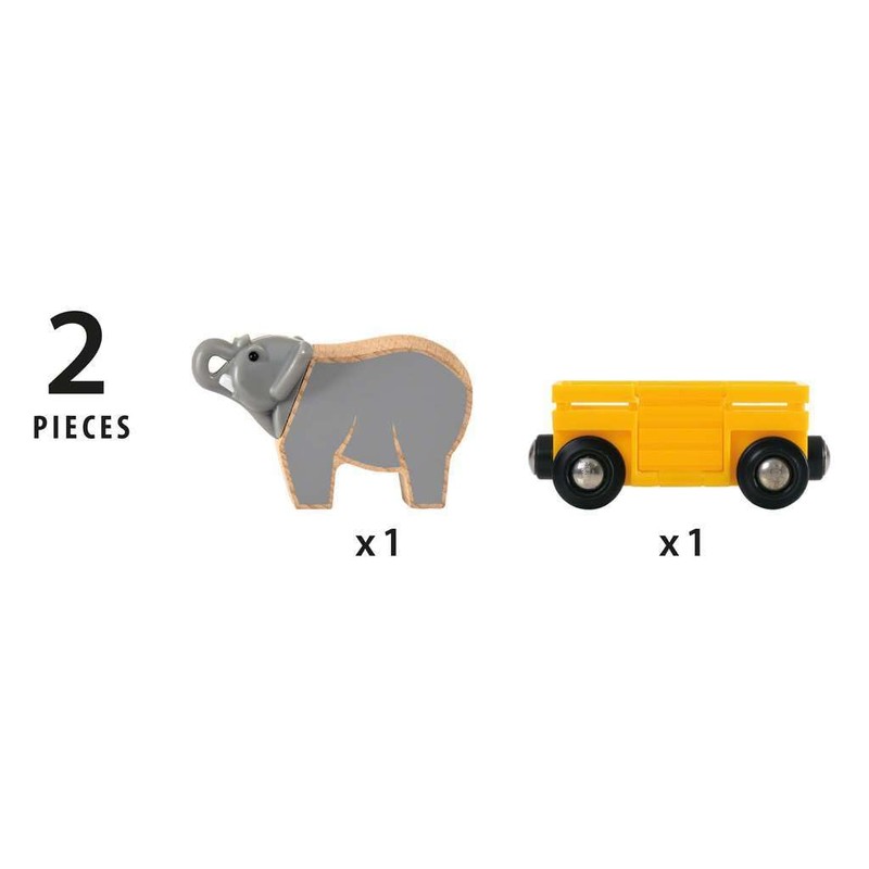 BRIO World Animal Safari Elephant & Wagon Toy Train for