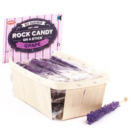 Extra Large Rock Candy Sticks: 24 Grape Lollipop - Purple Rock Candy Sticks - Individually Wrapped - Espeez Rock Candy Sticks for Candy Buffet, Birthdays, Weddings, Receptions and Baby Shower