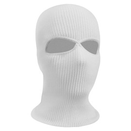 JIHUOO Winter Knitted Balaclava Full Face Mask 2 Hole Ski Mask Windproof Warm Balaclava Motorbike Hiking Snoods Motorcycle Hat White