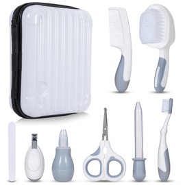 Little Angel Baby Healthcare and Grooming Kit, Safety Newborn Nursery Care Set, with Hair Brush Comb, Nail Clipper, Thermometer, Nasal Aspirator for Newborn Infant Baby Girls Boys White