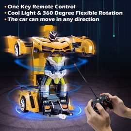 Remote Control Car - Transform Robot Toys for Boys Teens, Rechargeable RC Cars with Lights, 2.4Ghz RC Car 1:18 Rechargeable 360° Rotating Race Transform Car Birthday Christmas Gifts for Kids