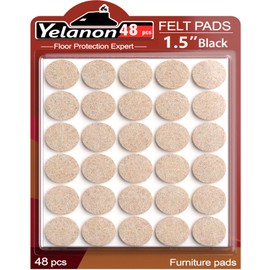 Yelanon Felt Furniture Pads -48 Pcs 1.5" Premium Felt Pads for Chair Legs Furniture, Floor Protectors for Hardwood Floors, Beige