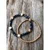 Bello London Set of two stretch Bracelets with matt gold