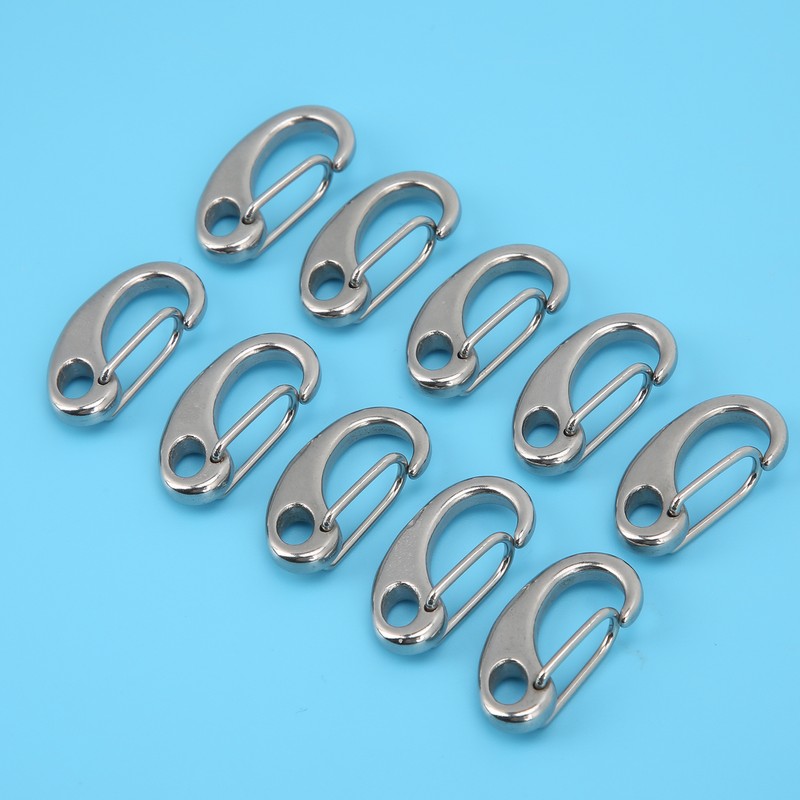 10pcs 50mm Heavy Duty Snap Rope Hook Stainless Steel Spring