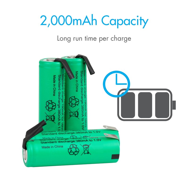 Tenergy AA 1.2V NiMH 2000mAh Flat Top Rechargeable AA Batteries