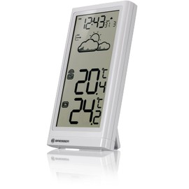 Bresser Meteo Temp Wireless Weather Station with Outdoor Sensor, Thermometer with Temperature Display for Indoor and Outdoor Use, Weather Forecast, with Fold-Out Base and Wall Mount, White