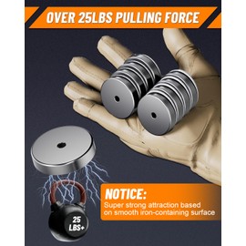 EilxMag 2Pack 1.43" Strong Round Base Magnet, 25LBS+ Heavy Duty Magnets with 0.19" Center Hole for mounting, Mounting Magnet with Assemblable M4 Bolt nut washers and Wing Nuts for for Lighting Camera