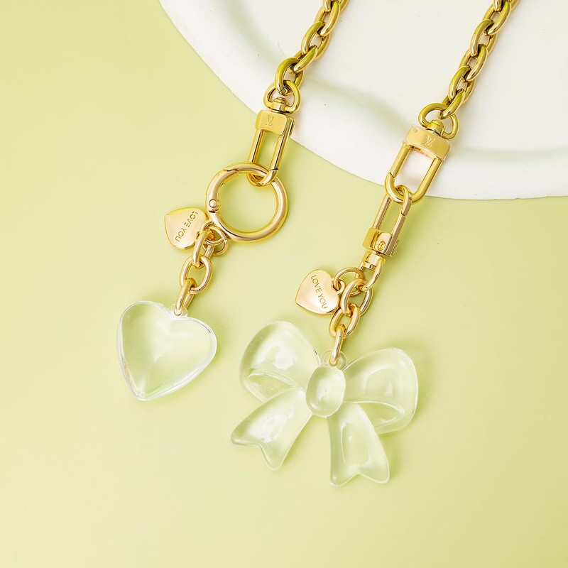 AUMEY Clear Transparent Bow & Heart Purse Charms 2 Pack,