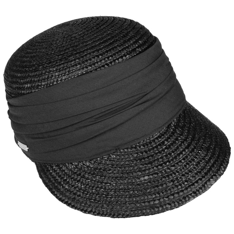 Seeberger Women's Sun Hat Women's Straw Cap, Black (Black 10)