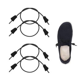 SONSIL Elastic Shoelaces Strings Replacement Laces for Hey Dude Shoes，No-Tie Laces (Two Pairs (Black, 18In)
