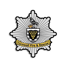 Cornwall Fire Rescue Crest Shaped Sticker (Decal Logo UK Insignia Firefighter)