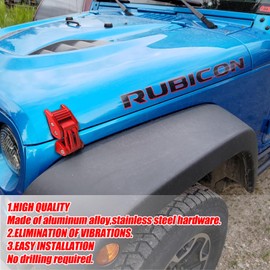 STANVEE Hood Latches JK Hood Locks Aluminum Hood Latches for 2007-2018 Jeep Wrangler JK JKU and 2007-2024 Jeep Wrangler JL JLU Gladiator JT (red)