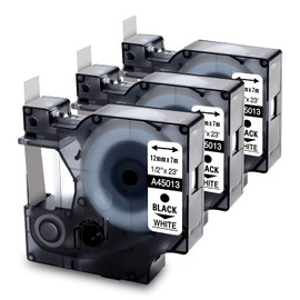 MarkField Compatible Label Tape to Replace Dymo D1 45013 S0720530 Label Tape 12 mm for Label Manager 160 210D 280 420P 360D 500TS PnP, LabelWriter 450 Duo, Black on White
