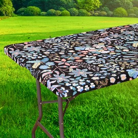GOSTADY 2 Pack 6FT Waterproof Rectangle Picnic Table Cover Elastic Fitted Outdoor Tablecloths Printed Rectangular Vinyl Table Cloth for Dining, Camping, Picnic Party, Indoor & Outdoor 72"x30", 05