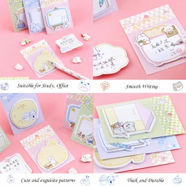 144 hojas de notas adhesivas bonitas, notas adhesivas de dibujos animados Kawaii con 12 formas diferentes, mini marcadores de banderas, almohadillas para orejas de notas autoadhesivas para niños, suministros para estudiantes, notas de notas de animales s